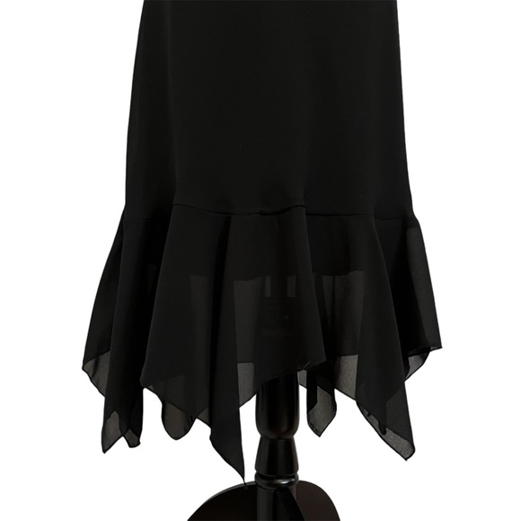 Vintage black mesh midi skirt with asymmetrical ruffle hem - Picture 3 of 5